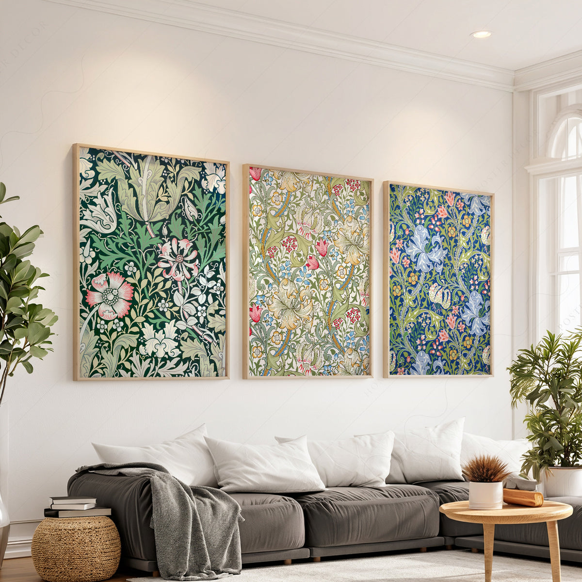 William Morris Golden Lily and Pimpernel Floral Trio – Set of 3 Art Prints – 03-05 — artwork preview 1
