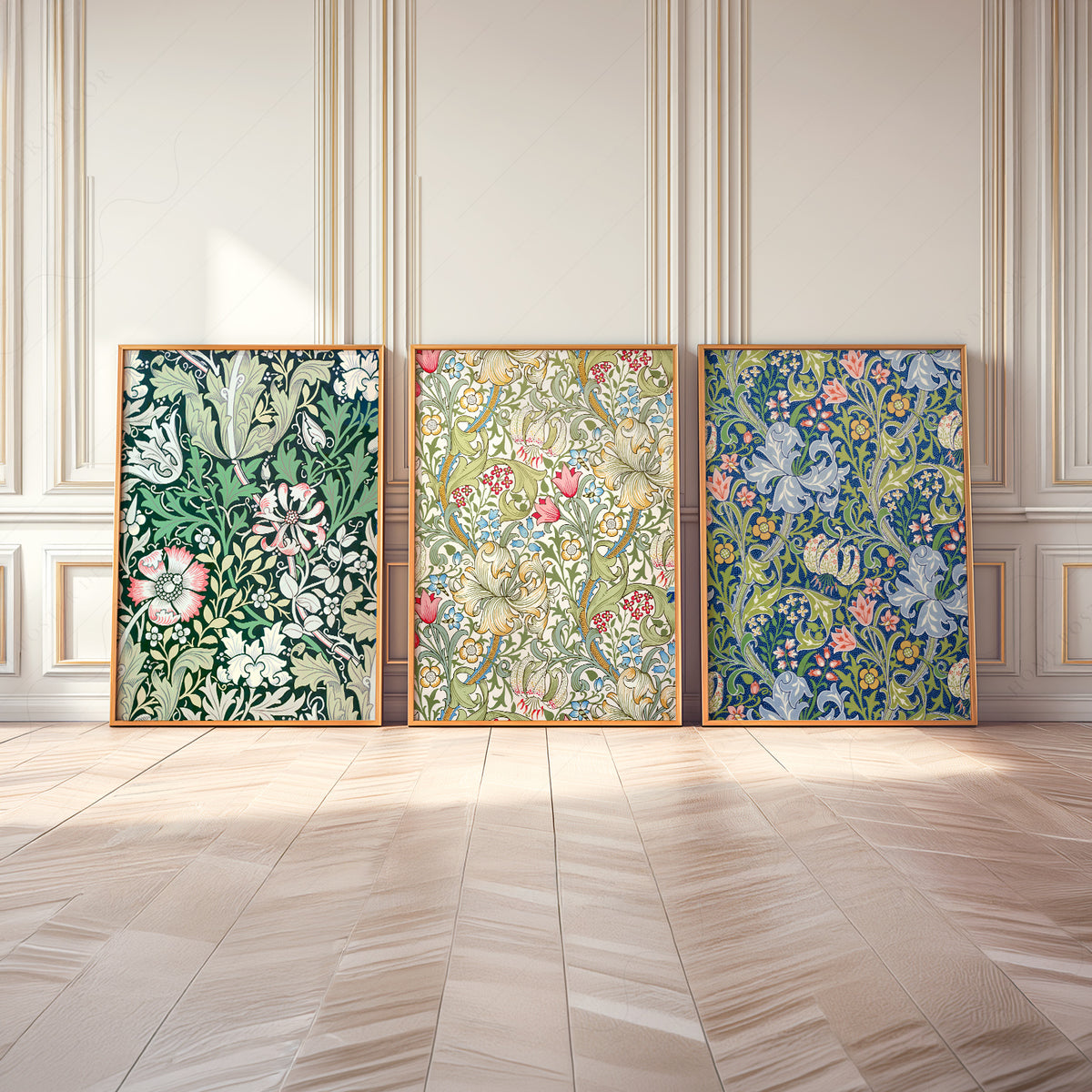 William Morris Golden Lily and Pimpernel Floral Trio – Set of 3 Art Prints – 03-05 — artwork preview 8