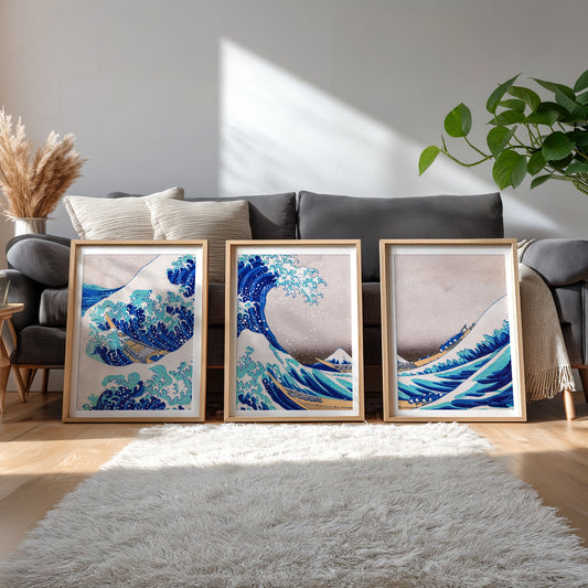 Hokusai Great Wave Japanese Ocean Art Prints, Set of 3 – 04-02 — artwork preview 4