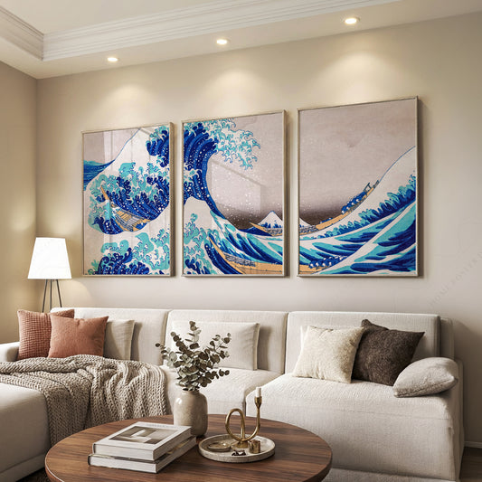 Hokusai Great Wave Japanese Ocean Art Prints, Set of 3 – 04-02 — artwork preview 7