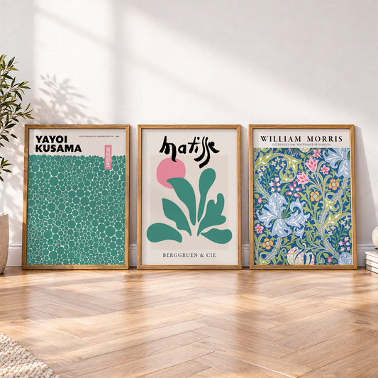 Kusama Matisse and Morris Green Trio – Set of 3 Art Prints – 0-25 — artwork preview 4
