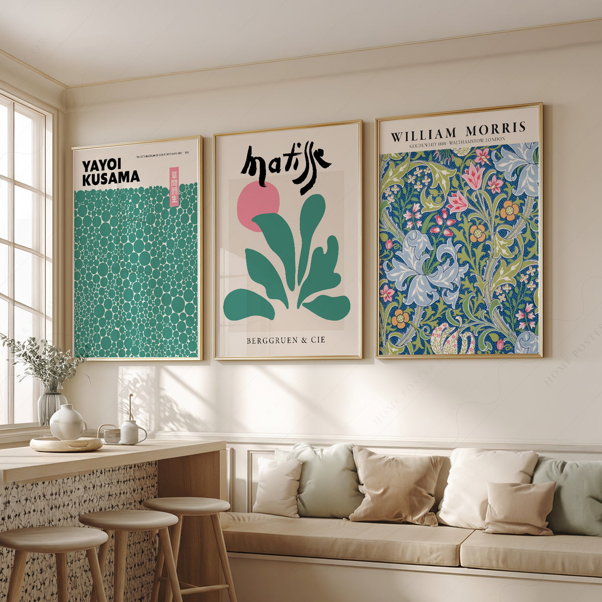Kusama Matisse and Morris Green Trio – Set of 3 Art Prints – 0-25 — artwork preview 2