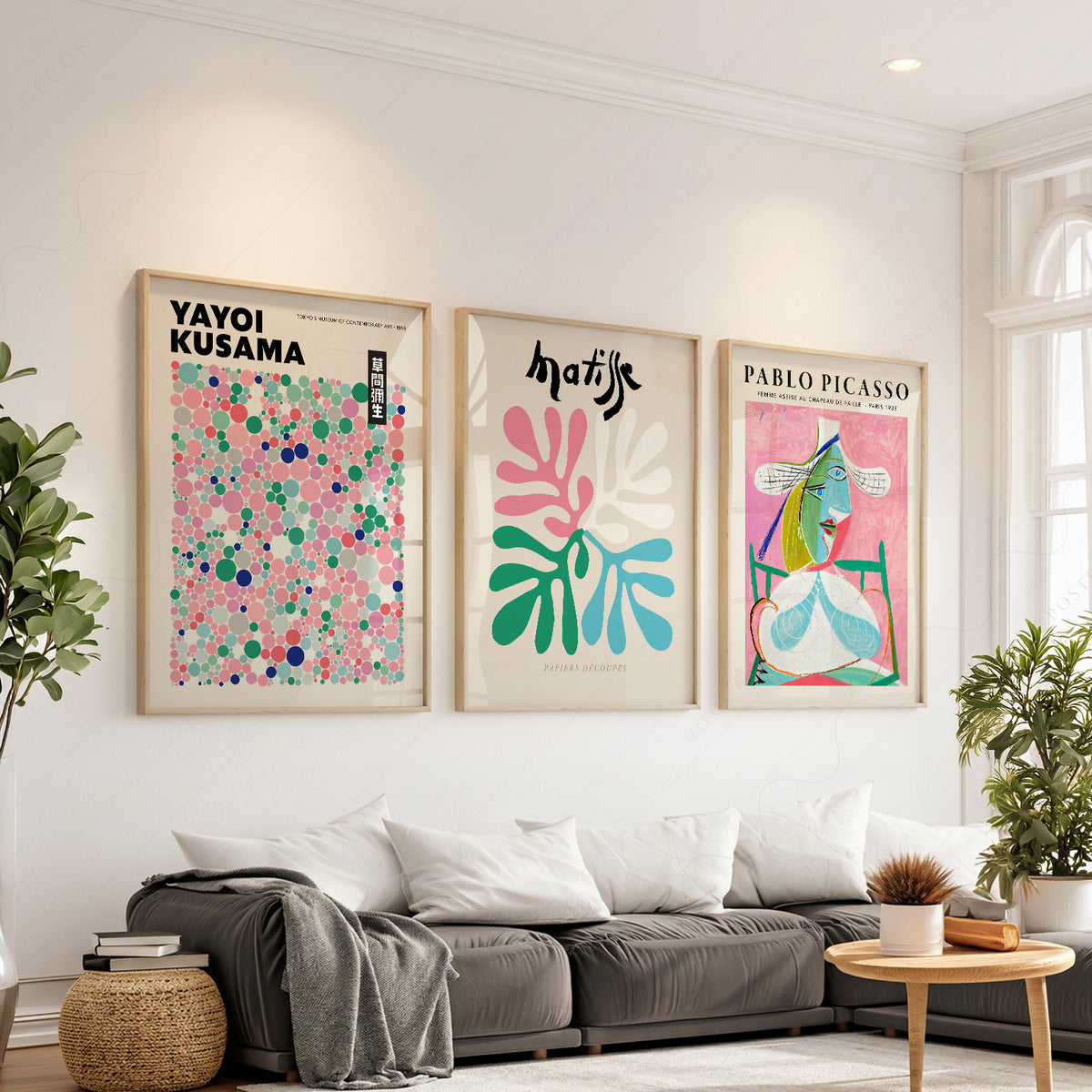 Yayoi Kusama, Henri Matisse and Picasso Pink Art Prints, Set of 3 – 0-31 — artwork preview 1