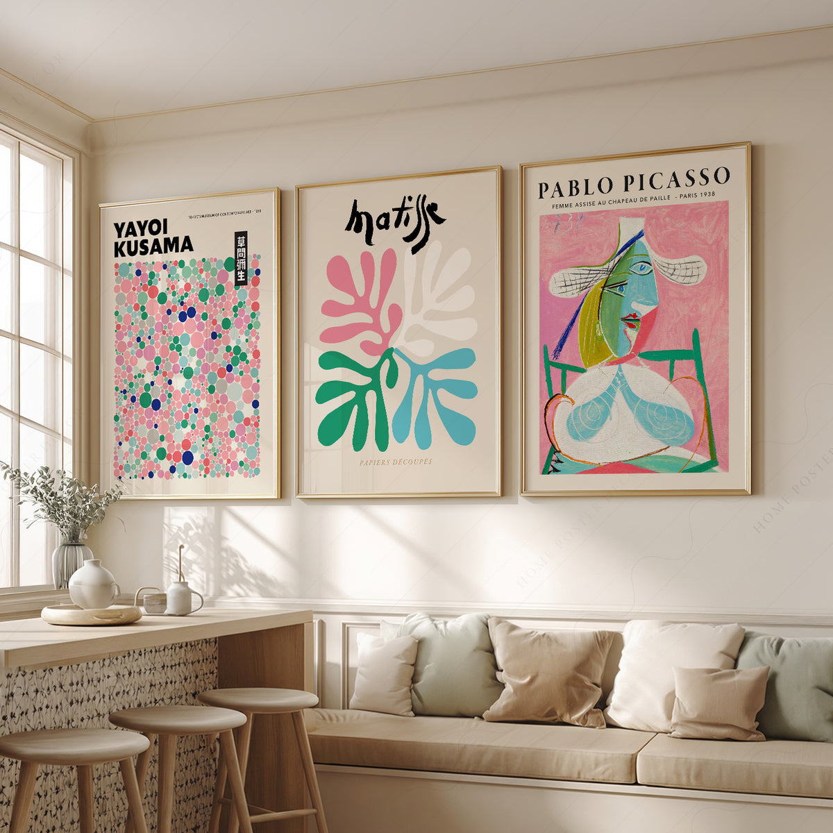 Yayoi Kusama, Henri Matisse and Picasso Pink Art Prints, Set of 3 – 0-31 — artwork preview 2