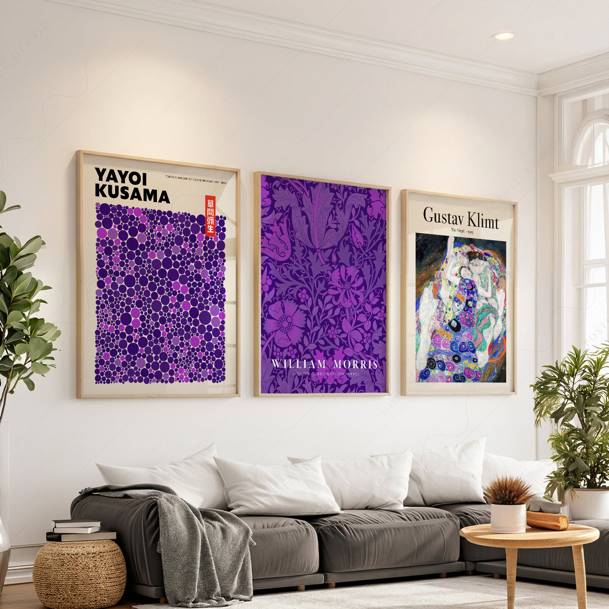 Yayoi Kusama, William Morris and Gustav Klim, Purple Gallery Prints, Set of 3 – 0-45 — artwork preview 1