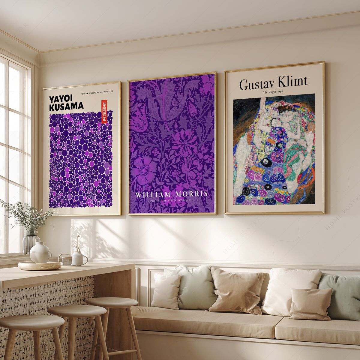 Yayoi Kusama, William Morris and Gustav Klim, Purple Gallery Prints, Set of 3 – 0-45 — artwork preview 2