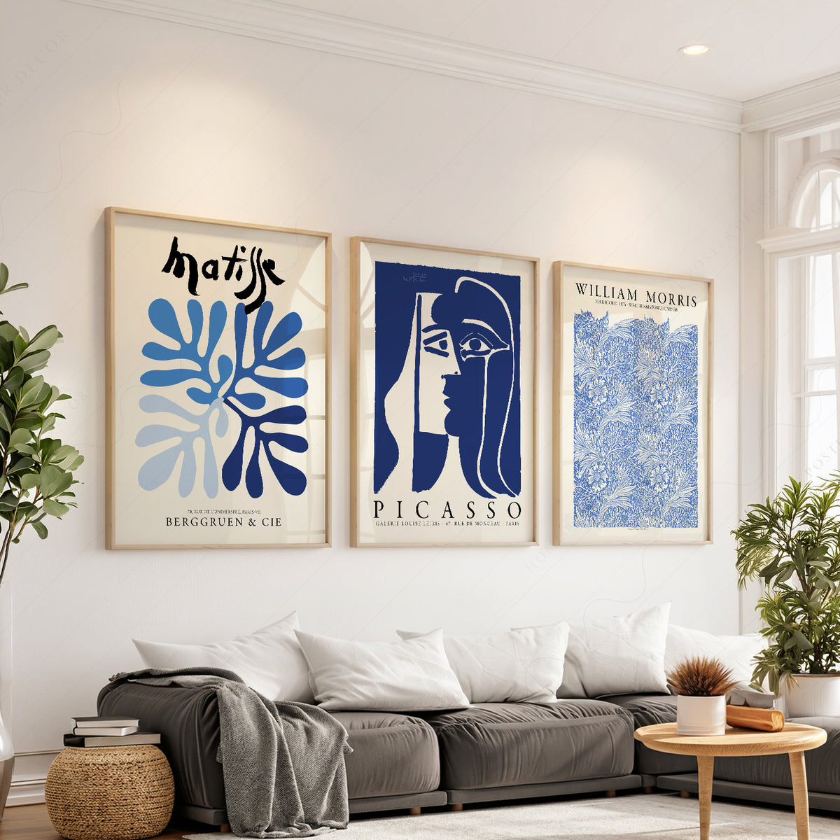Henri Matisse, Picasso and Morris Blue Art Prints, Set of 3 – 0-83 — artwork preview 1
