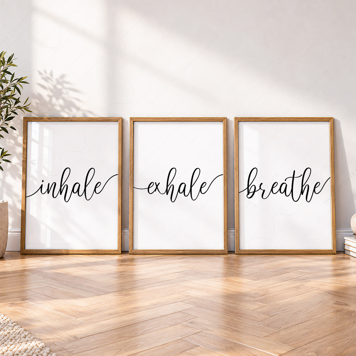 Inhale Exhale Breathe Print Set of 3 – Minimalist Typography Wall Art – 25 — artwork preview 4