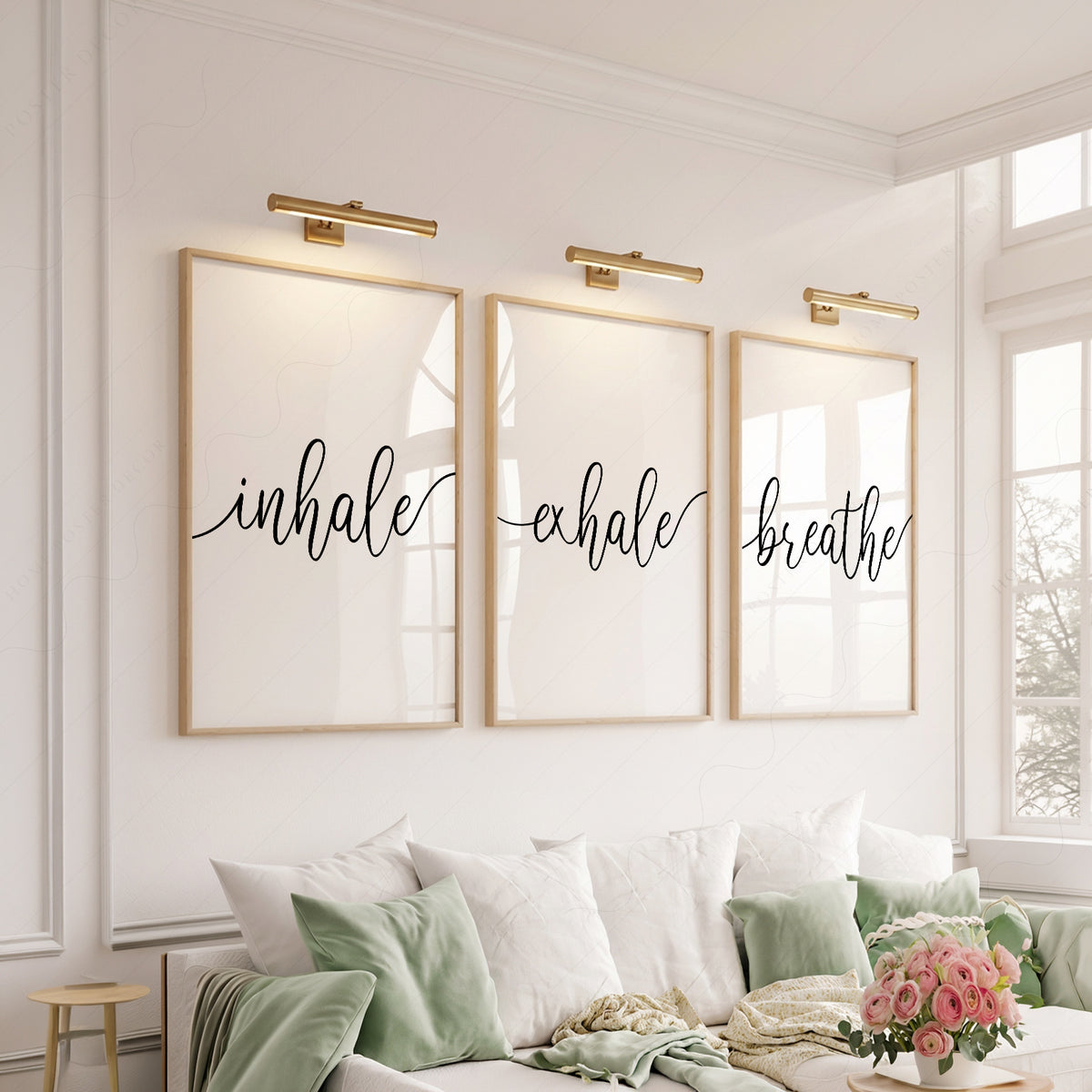 Inhale Exhale Breathe Print Set of 3 – Minimalist Typography Wall Art – 25 — artwork preview 6
