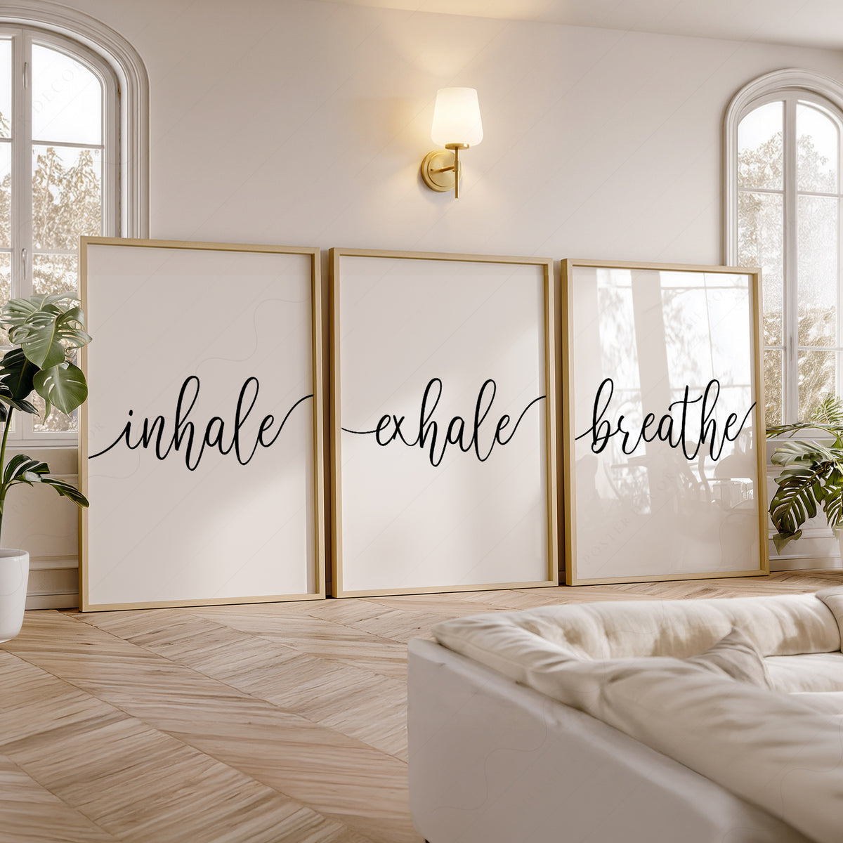 Inhale Exhale Breathe Print Set of 3 – Minimalist Typography Wall Art – 25 — artwork preview 5