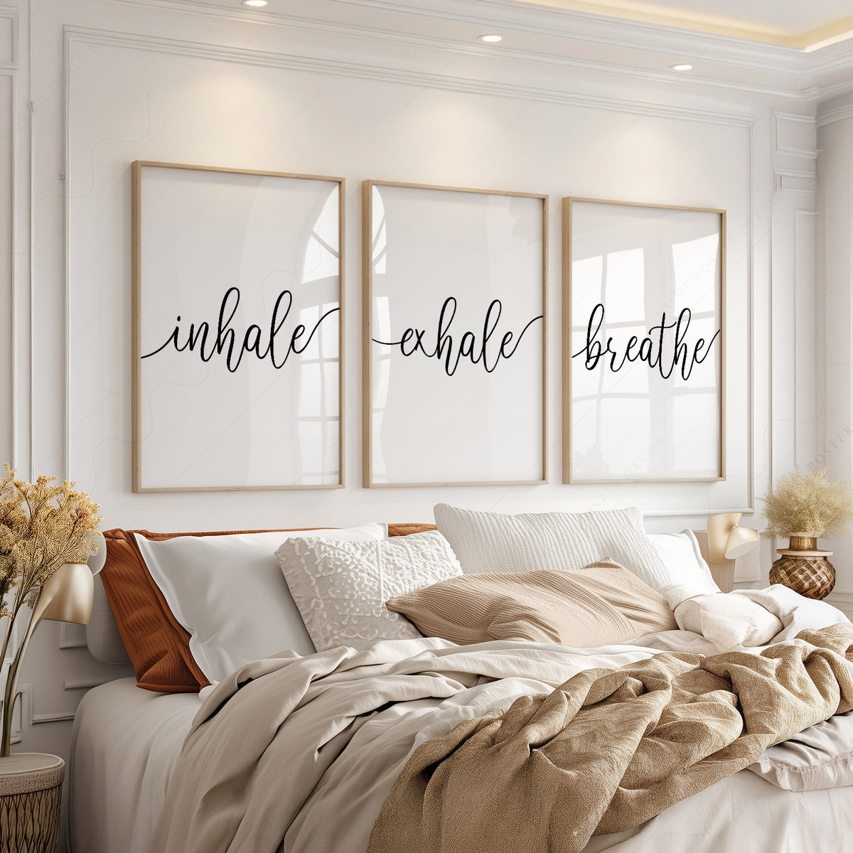 Inhale Exhale Breathe Print Set of 3 – Minimalist Typography Wall Art – 25 — artwork preview 3