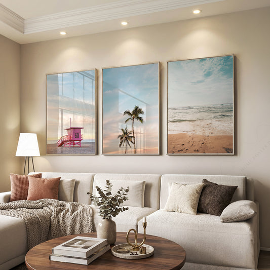 Beach Lifeguard Tower and Palm Tree Print Set of 3 – 23-02 — artwork preview 7