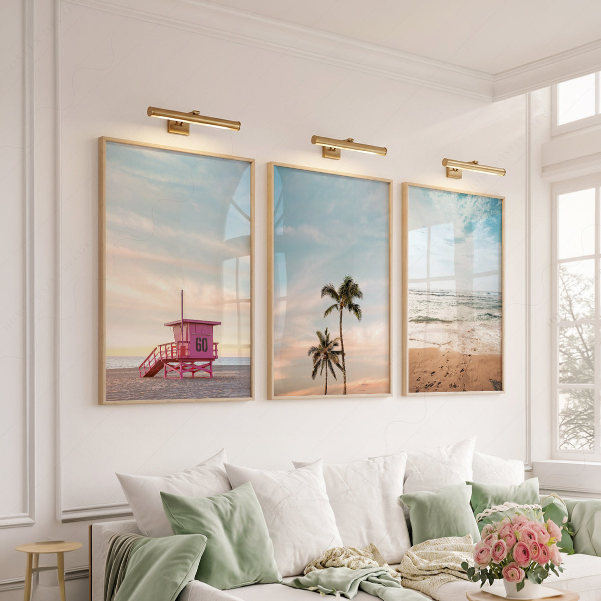 Beach Lifeguard Tower and Palm Tree Print Set of 3 – 23-02 — artwork preview 6