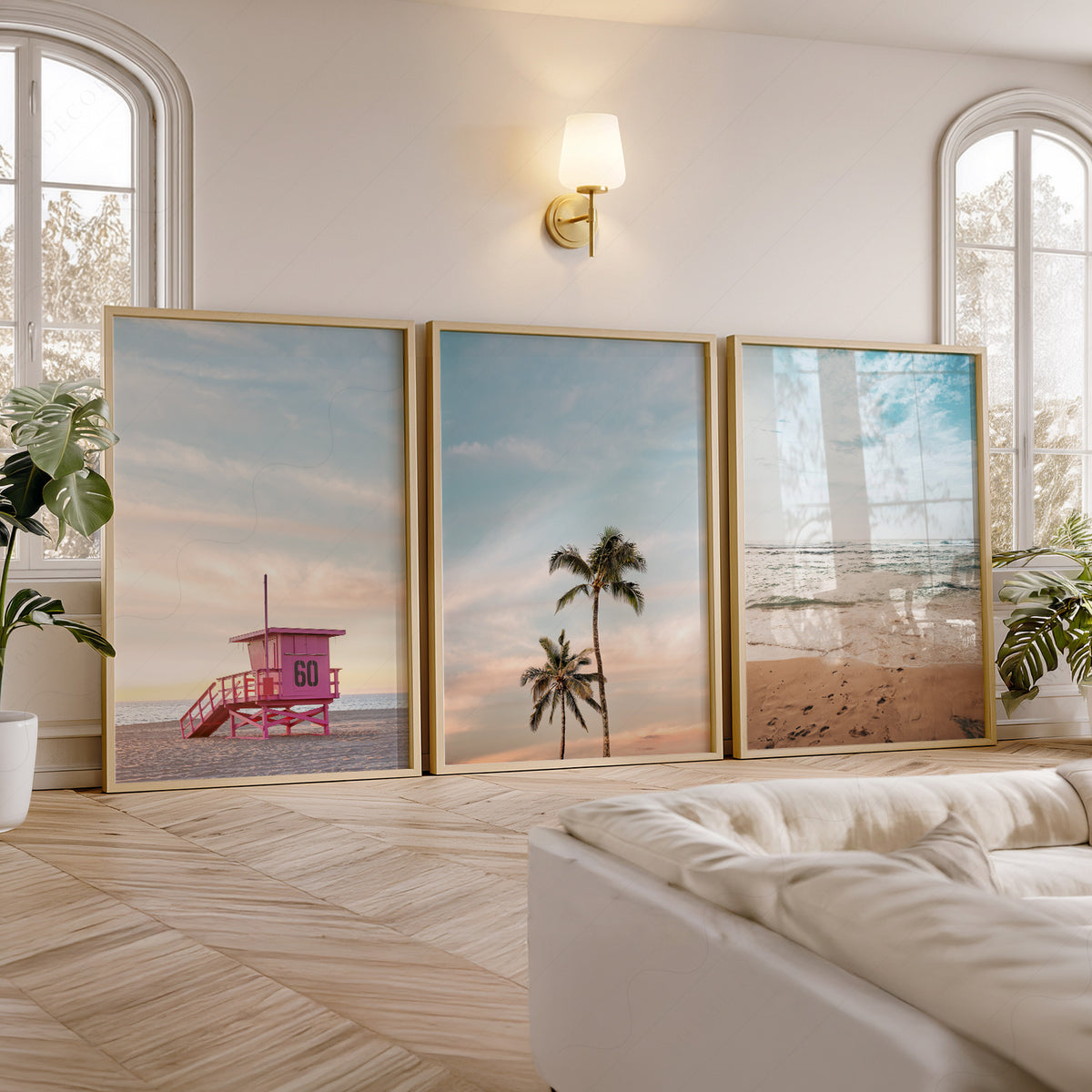 Beach Lifeguard Tower and Palm Tree Print Set of 3 – 23-02 — artwork preview 5