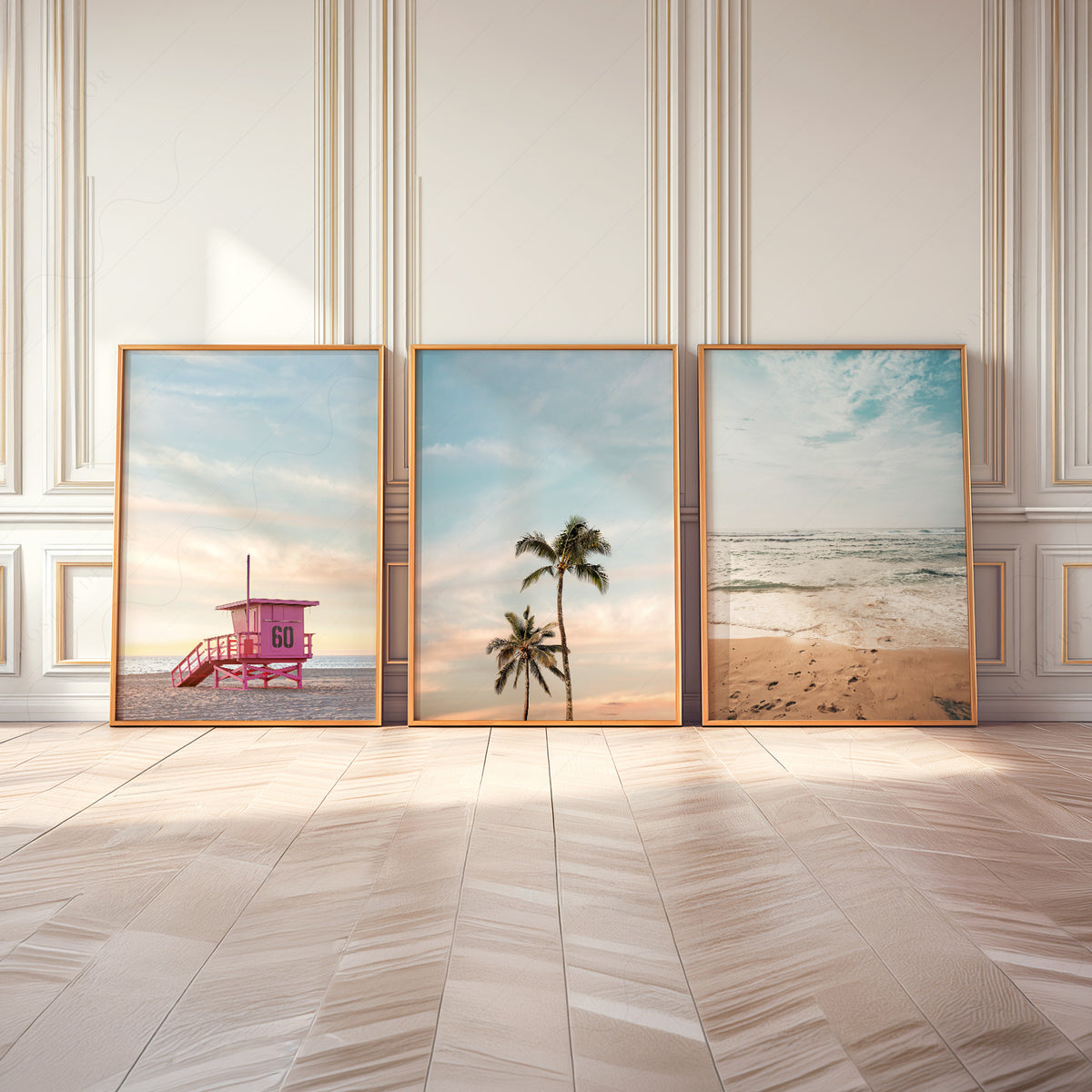 Beach Lifeguard Tower and Palm Tree Print Set of 3 – 23-02 — artwork preview 8