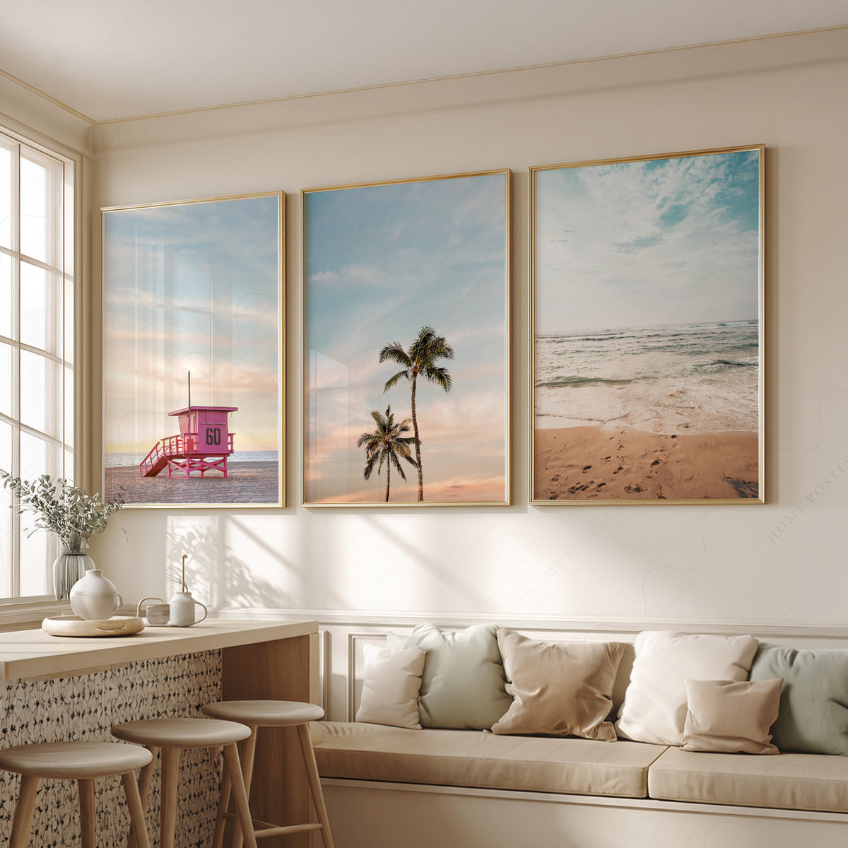Beach Lifeguard Tower and Palm Tree Print Set of 3 – 23-02 — artwork preview 2