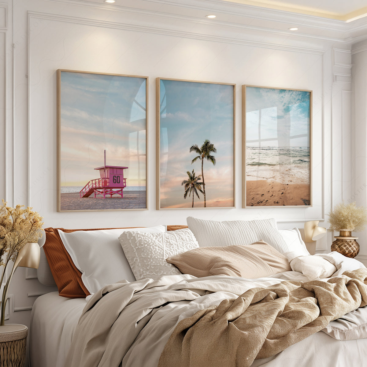 Beach Lifeguard Tower and Palm Tree Print Set of 3 – 23-02 — artwork preview 3