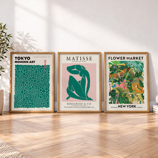 Modern Gallery Wall Set of 3 Prints – Matisse Kusama Flower Market Art – 0-70 — artwork preview 4