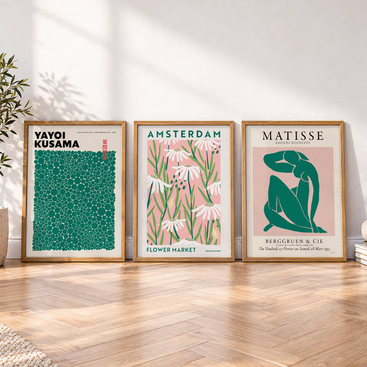 Matisse Kusama Amsterdam Flower Market Set of 3 Prints – Pink Green Wall Art – 0-12 — artwork preview 4