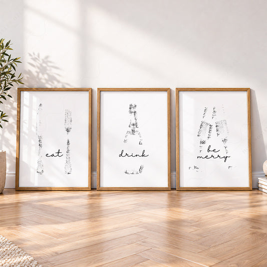 Eat Drink Be Merry Minimalist Print Set – Kitchen Wall Art Decor – 0033-05 — artwork preview 4