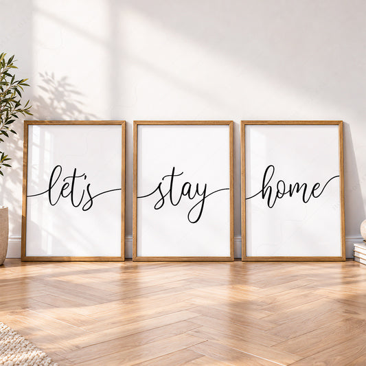 Let's Stay Home Set of 3 Prints – Minimalist Typography Wall Art – 12-02 — artwork preview 4
