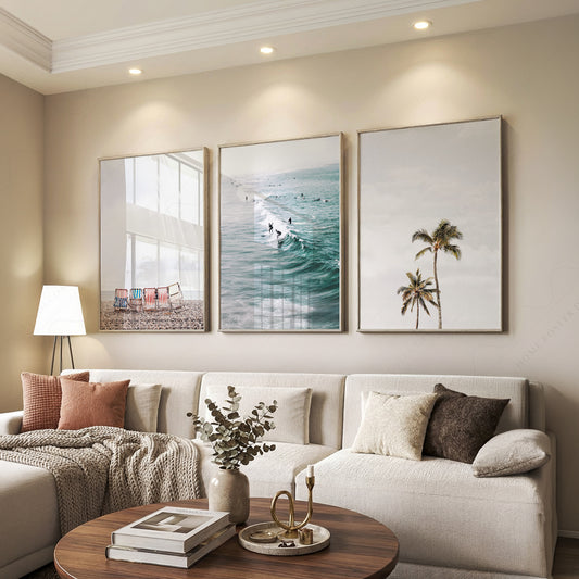 Coastal Beach Photography Set of 3 Prints – Surf Palm Tree Wall Art – 22-22 — artwork preview 7