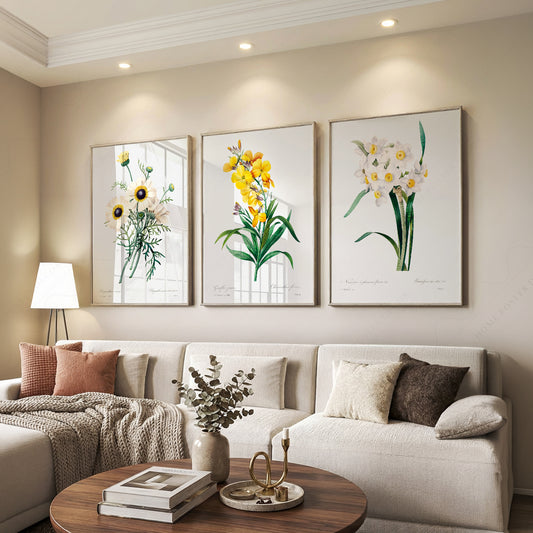 Botanical Gallery Wall Set of 3 Prints – Vintage Flower Art Poster Collection – 0-02 — artwork preview 7