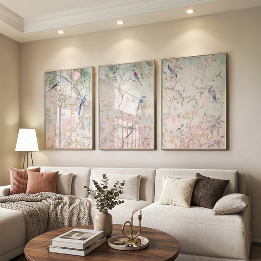 Chinoiserie Bird and Flower Art Prints Set of 3 – Elegant Wall Decor – 55-05 — artwork preview 7