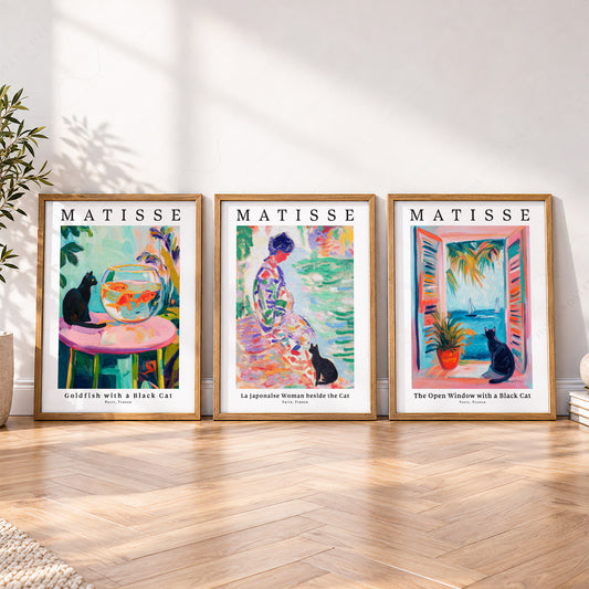 Matisse Black Cat Art Print Set of 3 – Colorful Wall Art Poster Collection – 62-25 — artwork preview 4