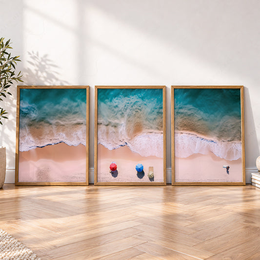 Aerial Beach Photography Set of 3 Prints – Coastal Ocean Wall Art Decor – 23-04 — artwork preview 4