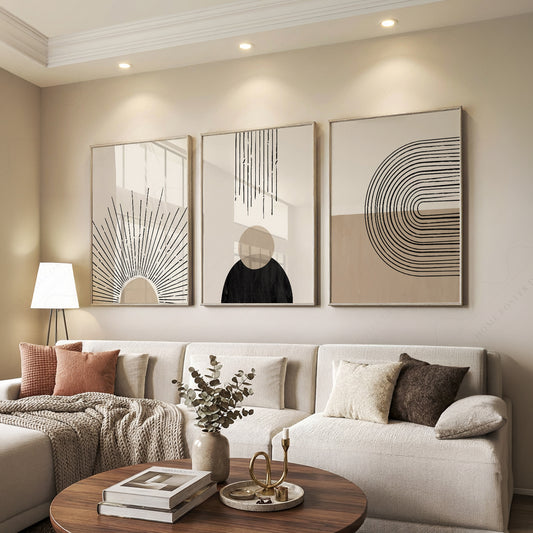 Mid-Century Modern 3 Piece Wall Art Set – Minimalist Boho Poster Collection – 51-16 — artwork preview 7