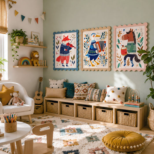Woodland Animal Musician Print Set of 3 – Whimsical Nursery Wall Art – 67-15 — artwork preview 10