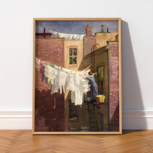 John Sloan A Woman's Work Art Print – Vintage New York City Wall Decor — artwork preview 2