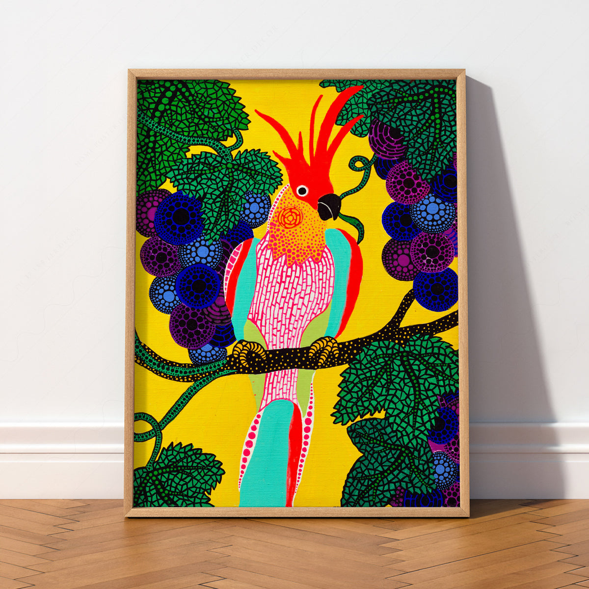 Yayoi Kusama Colourful Bird Painting Art Print — artwork preview 2