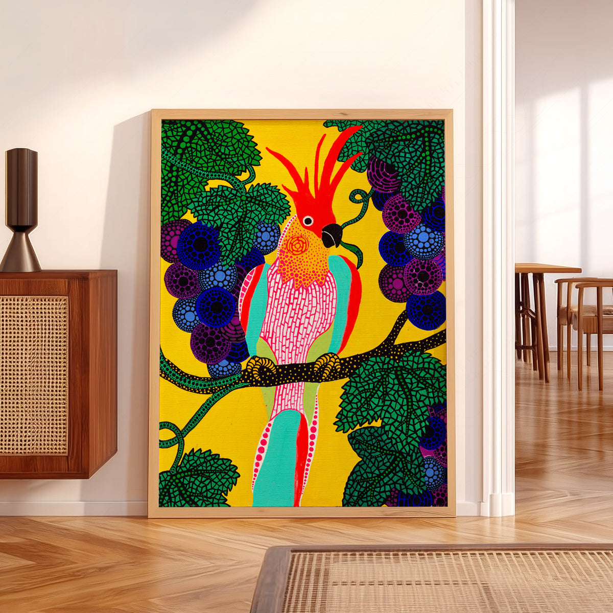 Yayoi Kusama Colourful Bird Painting Art Print — artwork preview 5