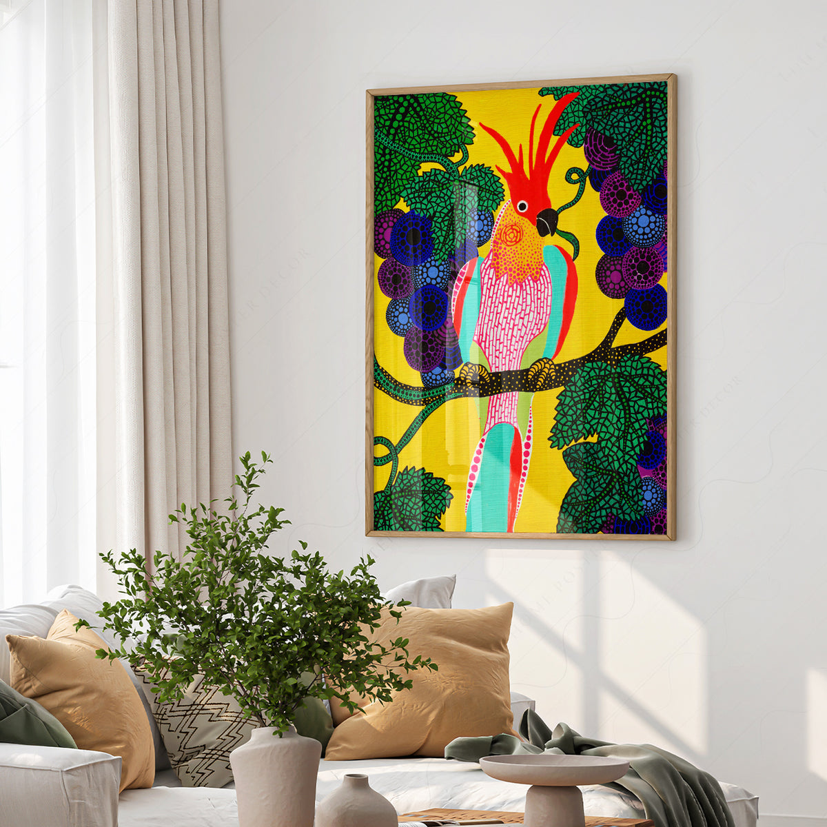 Yayoi Kusama Colourful Bird Painting Art Print — artwork preview 6