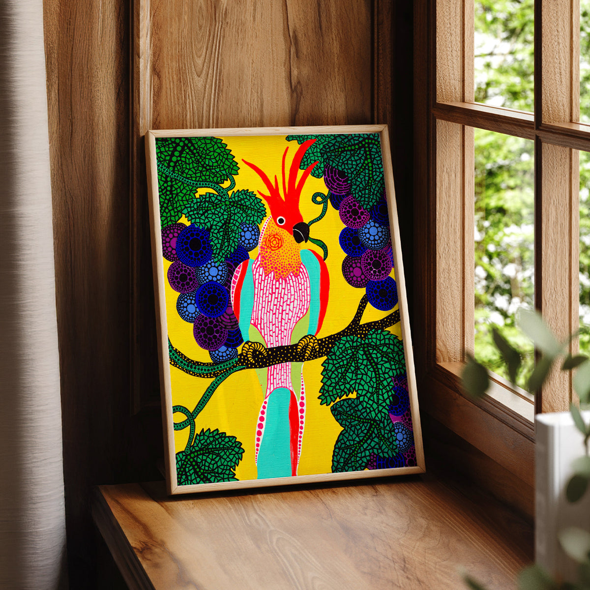 Yayoi Kusama Colourful Bird Painting Art Print — artwork preview 7