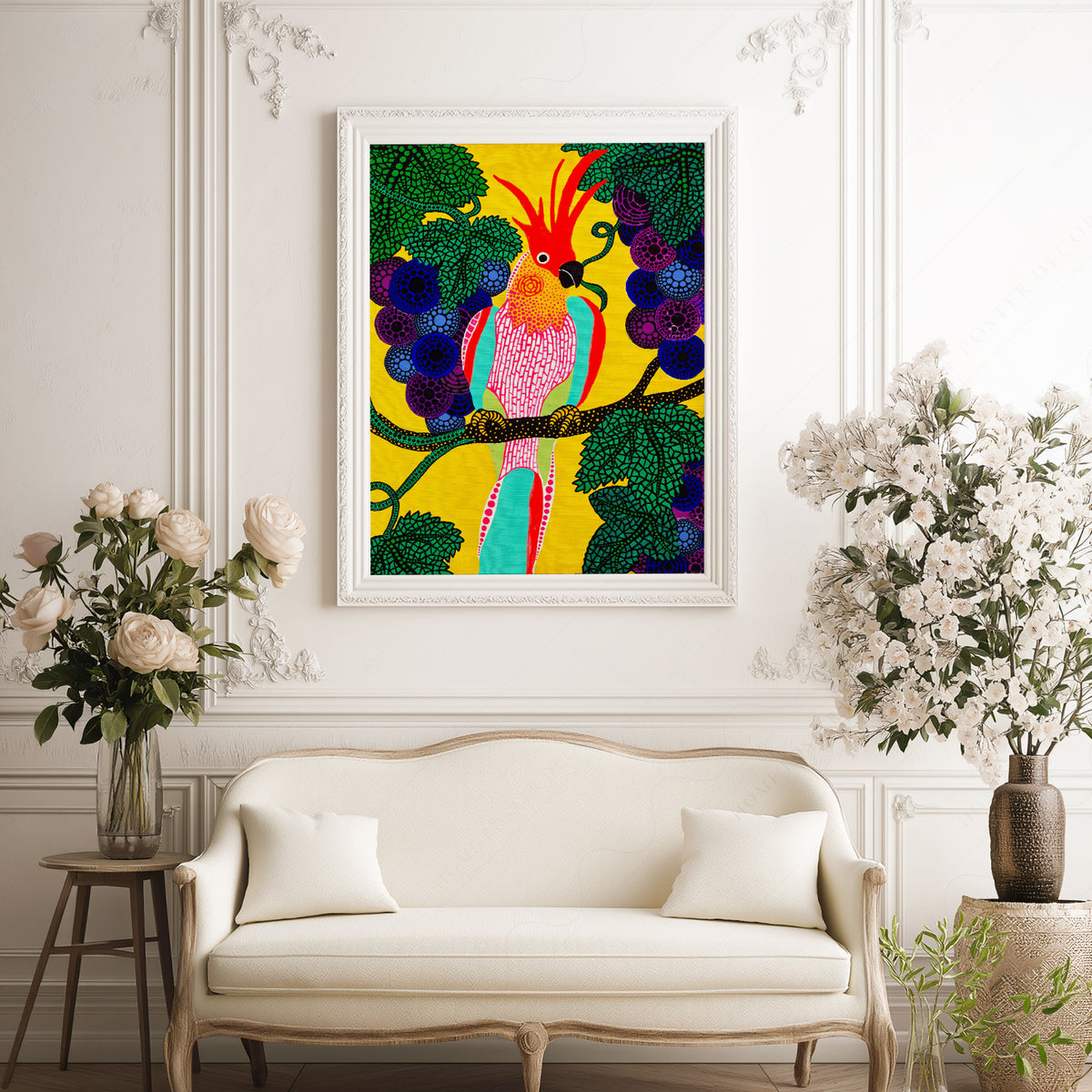Yayoi Kusama Colourful Bird Painting Art Print — artwork preview 17