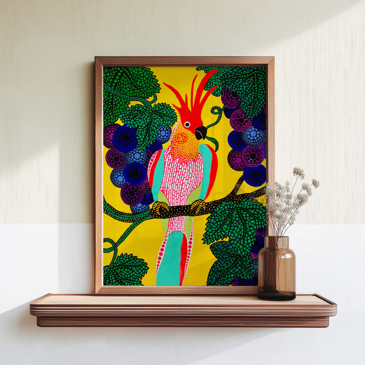 Yayoi Kusama Colourful Bird Painting Art Print — artwork preview 18