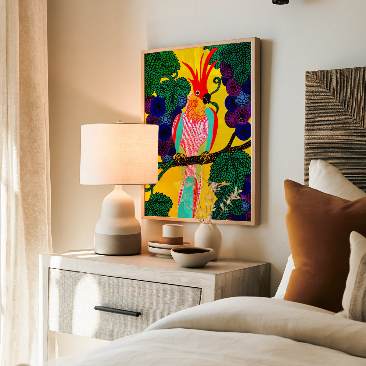 Yayoi Kusama Colourful Bird Painting Art Print — artwork preview 19
