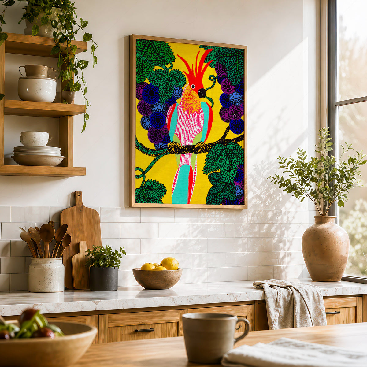 Yayoi Kusama Colourful Bird Painting Art Print — artwork preview 23