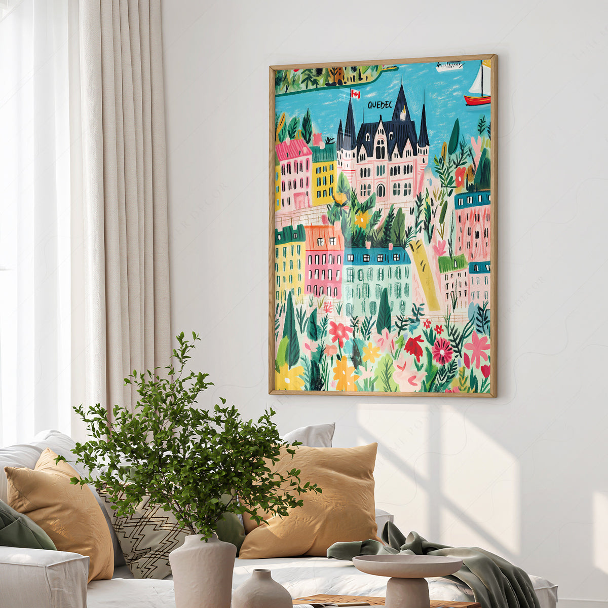 Quebec City Colourful Illustration Art Print — artwork preview 6