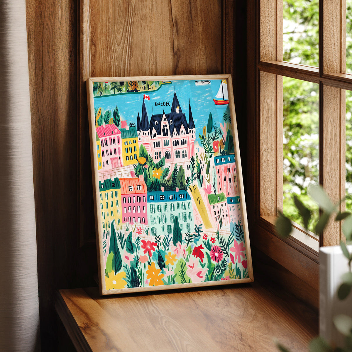 Quebec City Colourful Illustration Art Print — artwork preview 7