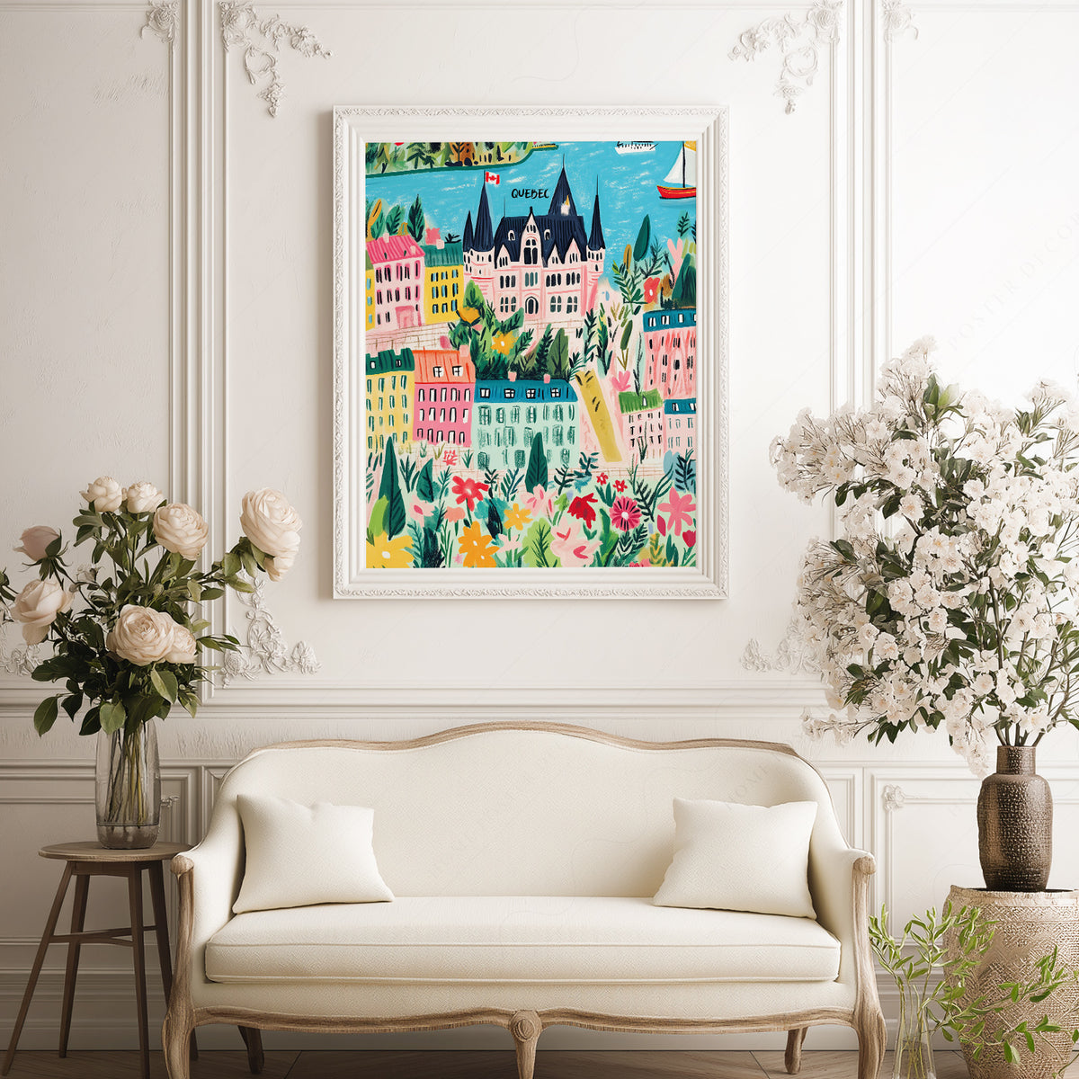 Quebec City Colourful Illustration Art Print — artwork preview 17