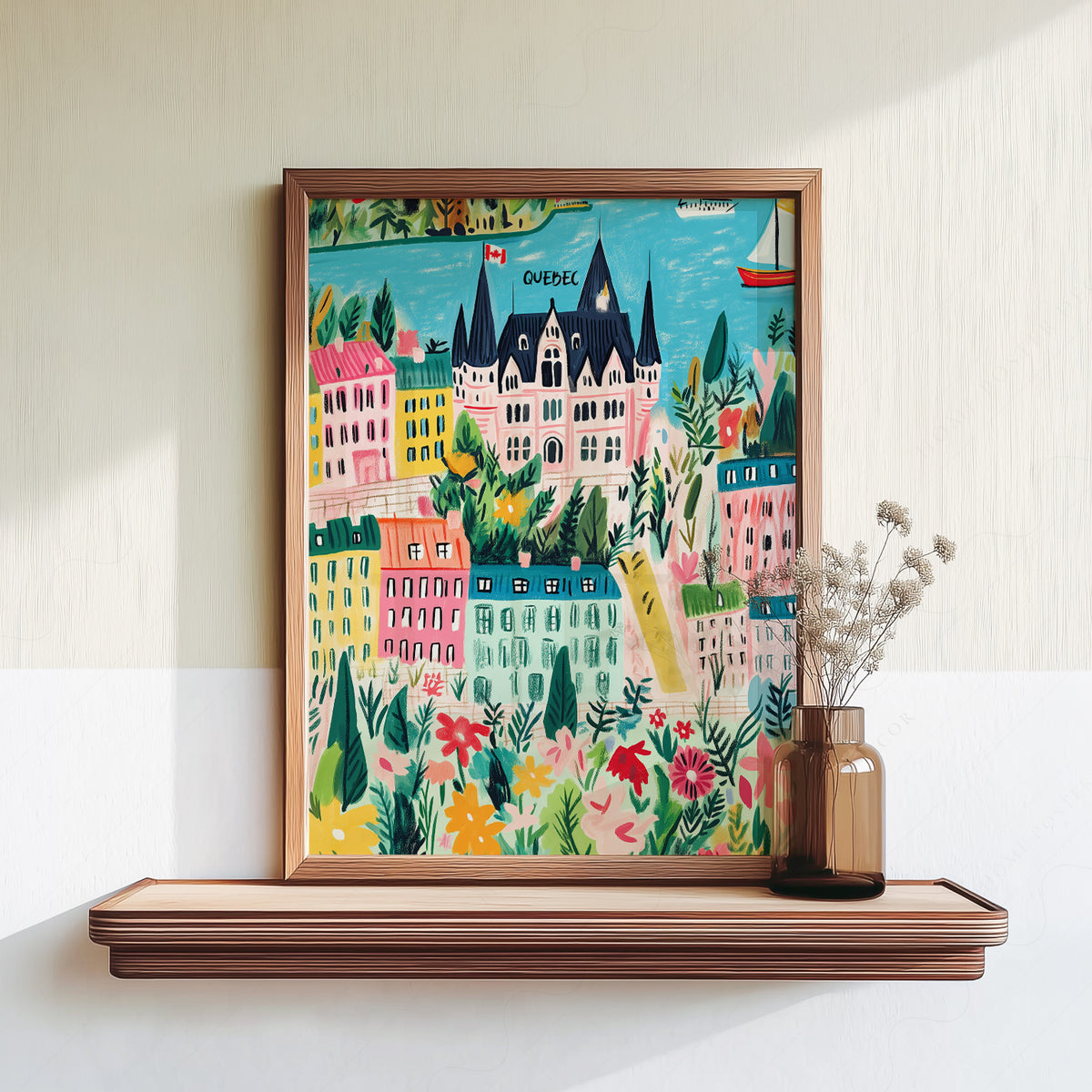 Quebec City Colourful Illustration Art Print — artwork preview 18
