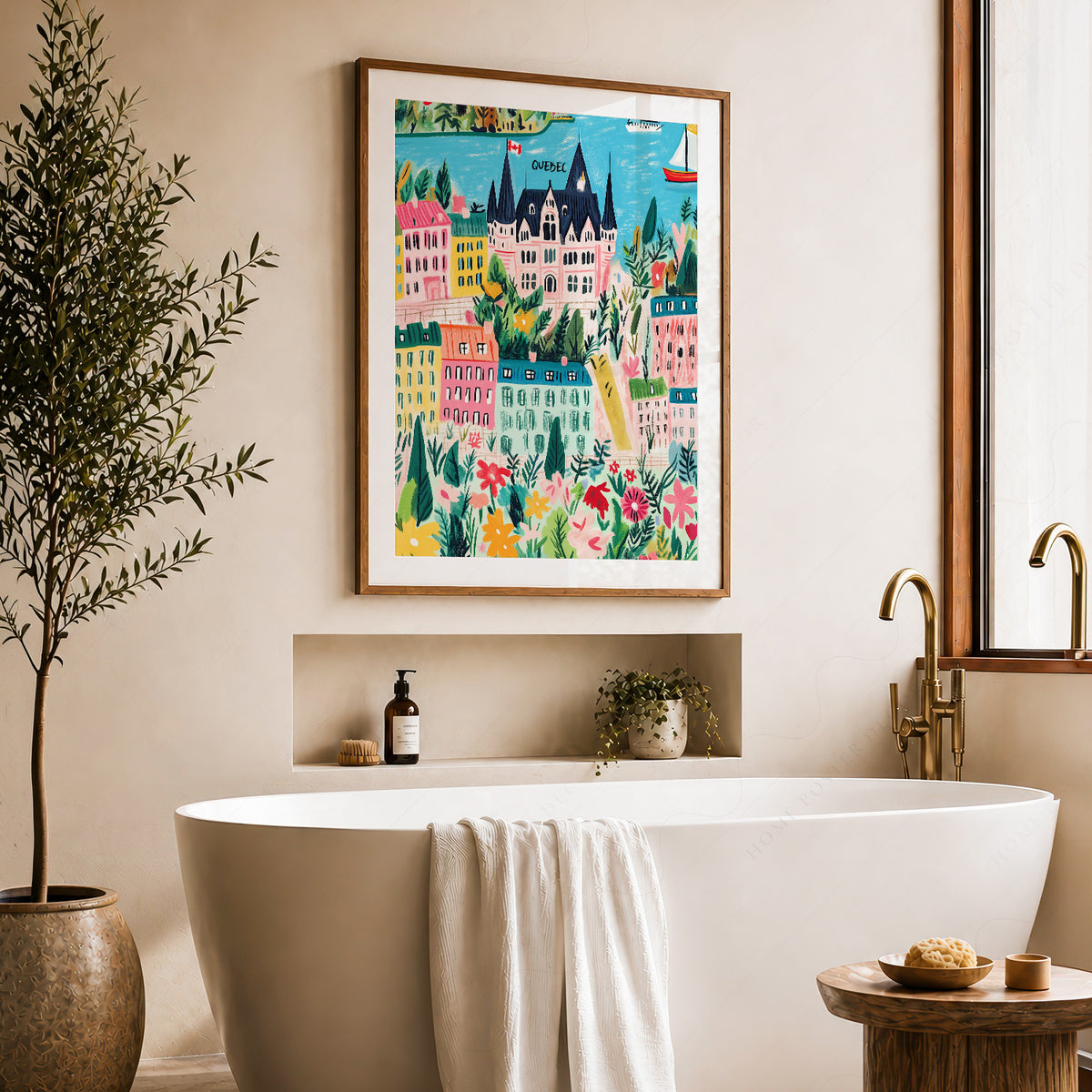Quebec City Colourful Illustration Art Print — artwork preview 22