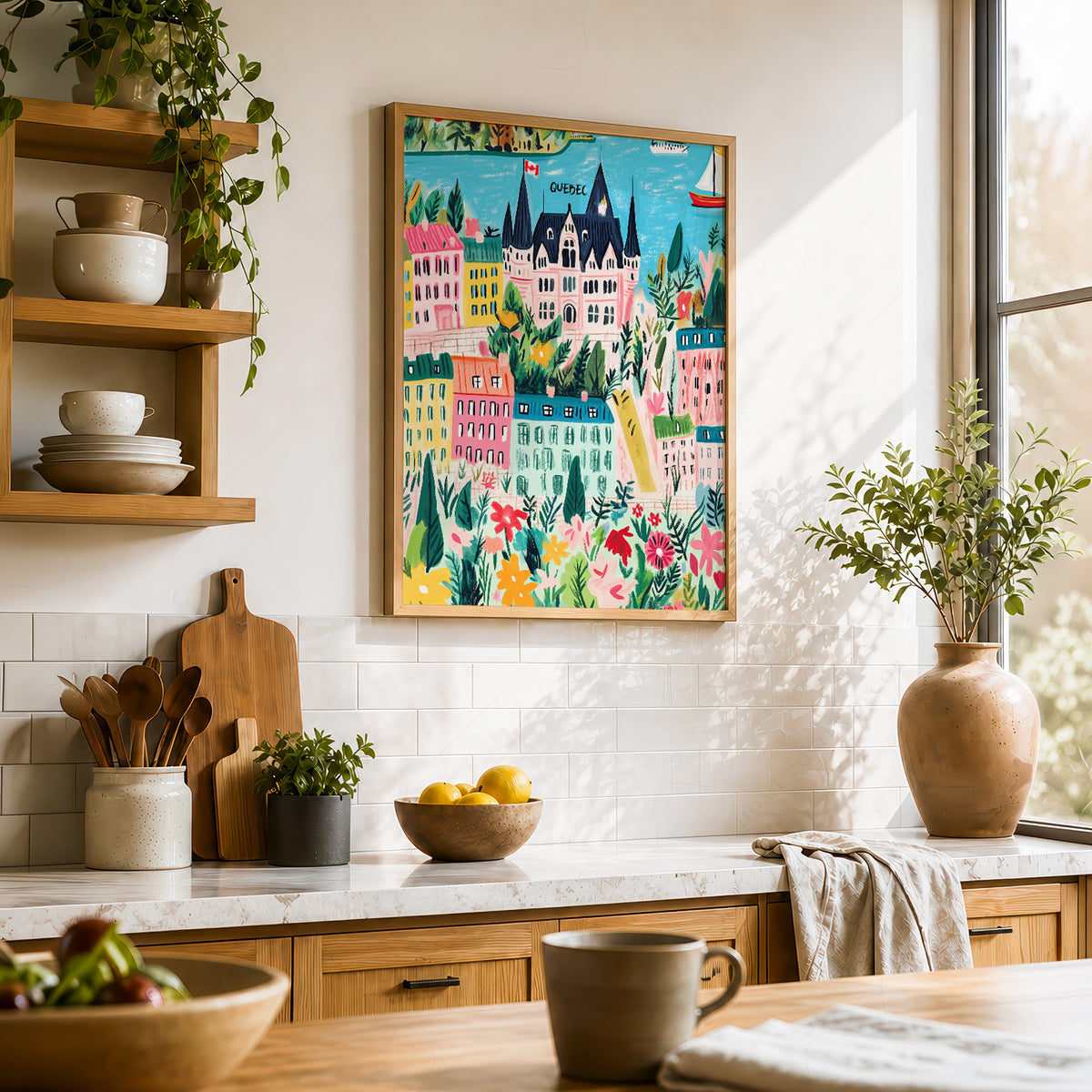 Quebec City Colourful Illustration Art Print — artwork preview 23