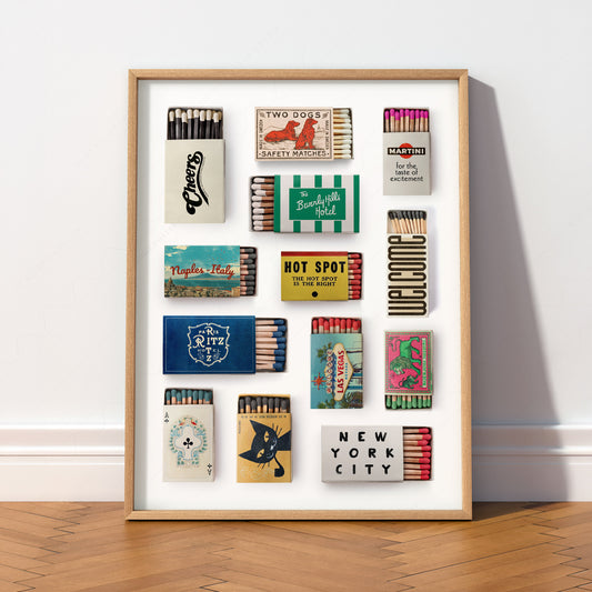 Vintage Matchbox Collection Print – Retro Travel Wall Art Poster — artwork preview 2