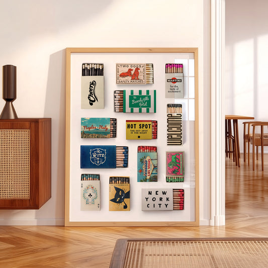 Vintage Matchbox Collection Print – Retro Travel Wall Art Poster — artwork preview 5
