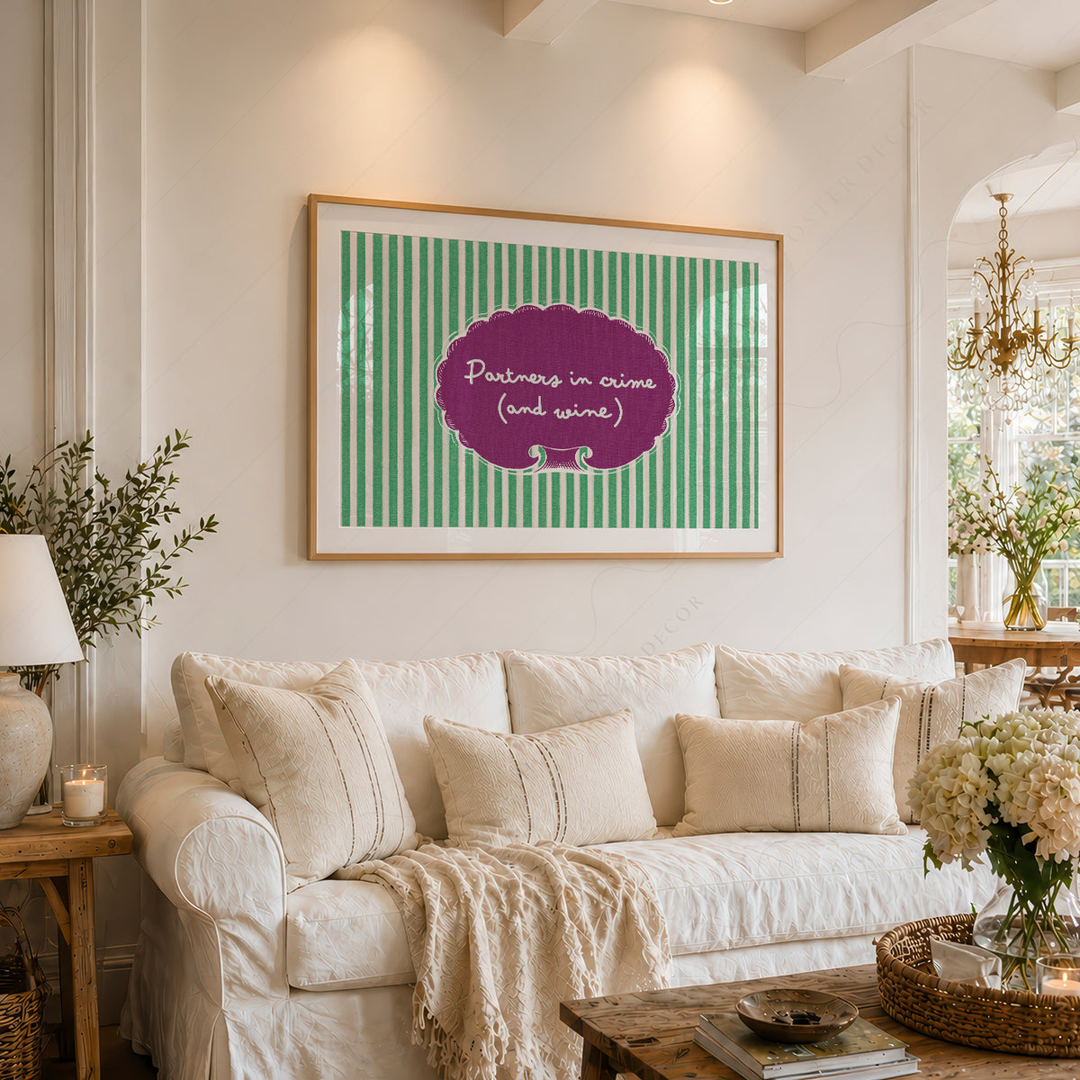 Partners in Crime and Wine Quote Art Print — artwork preview 6